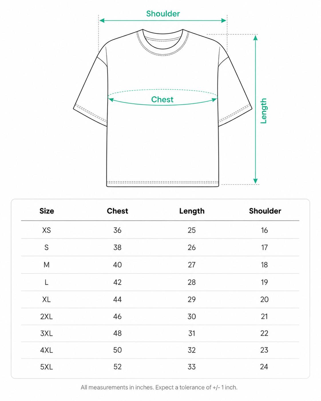 BASE BLOC® SUPIMA TEE size chart