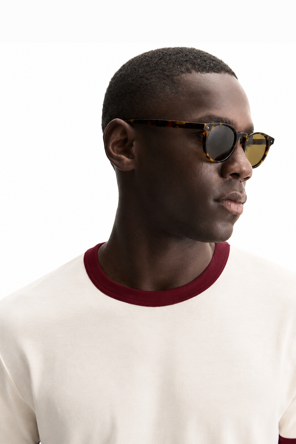 Off White & Maroon Ringer tee