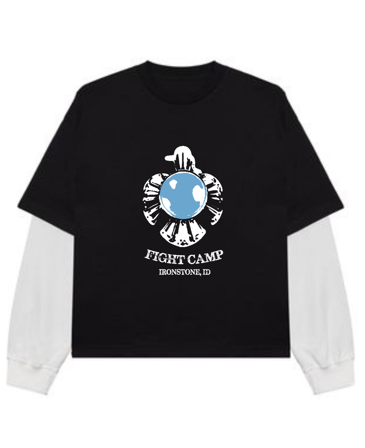 Black With White Sleeve Oversized Tee Front Design