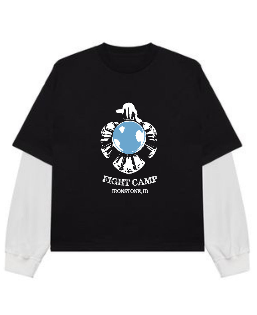 Black With White Sleeve Oversized Tee Front Design