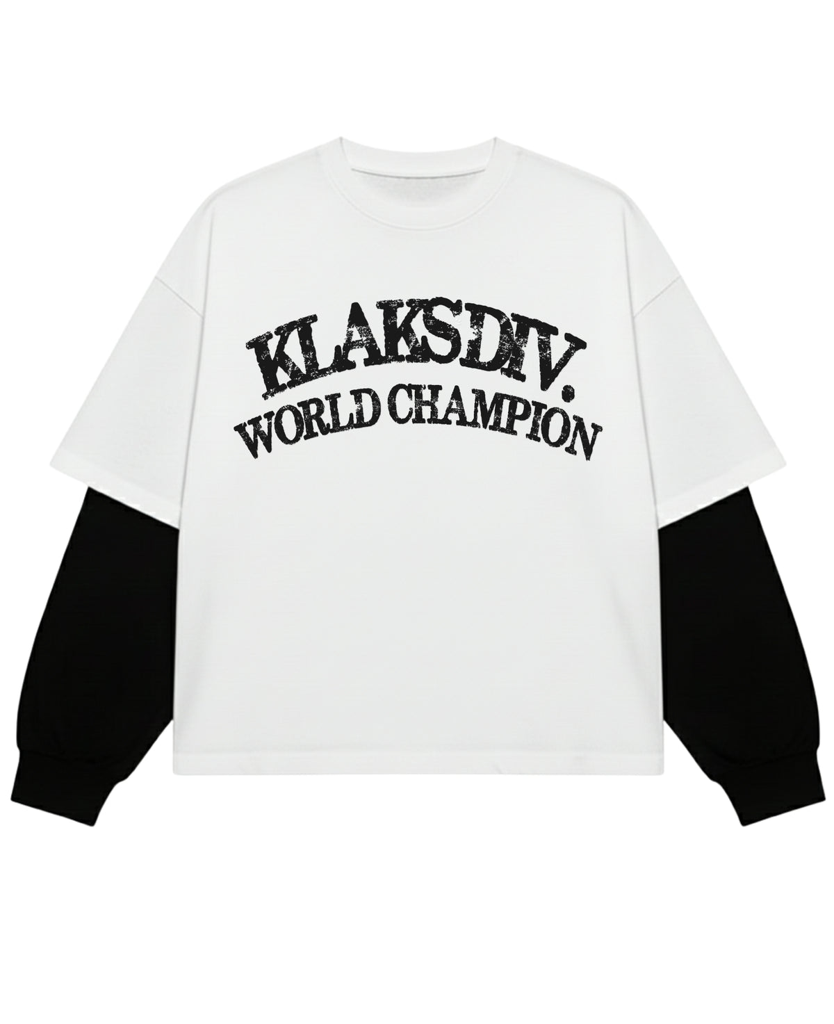White With Black Sleeve Oversized Tee Front Design