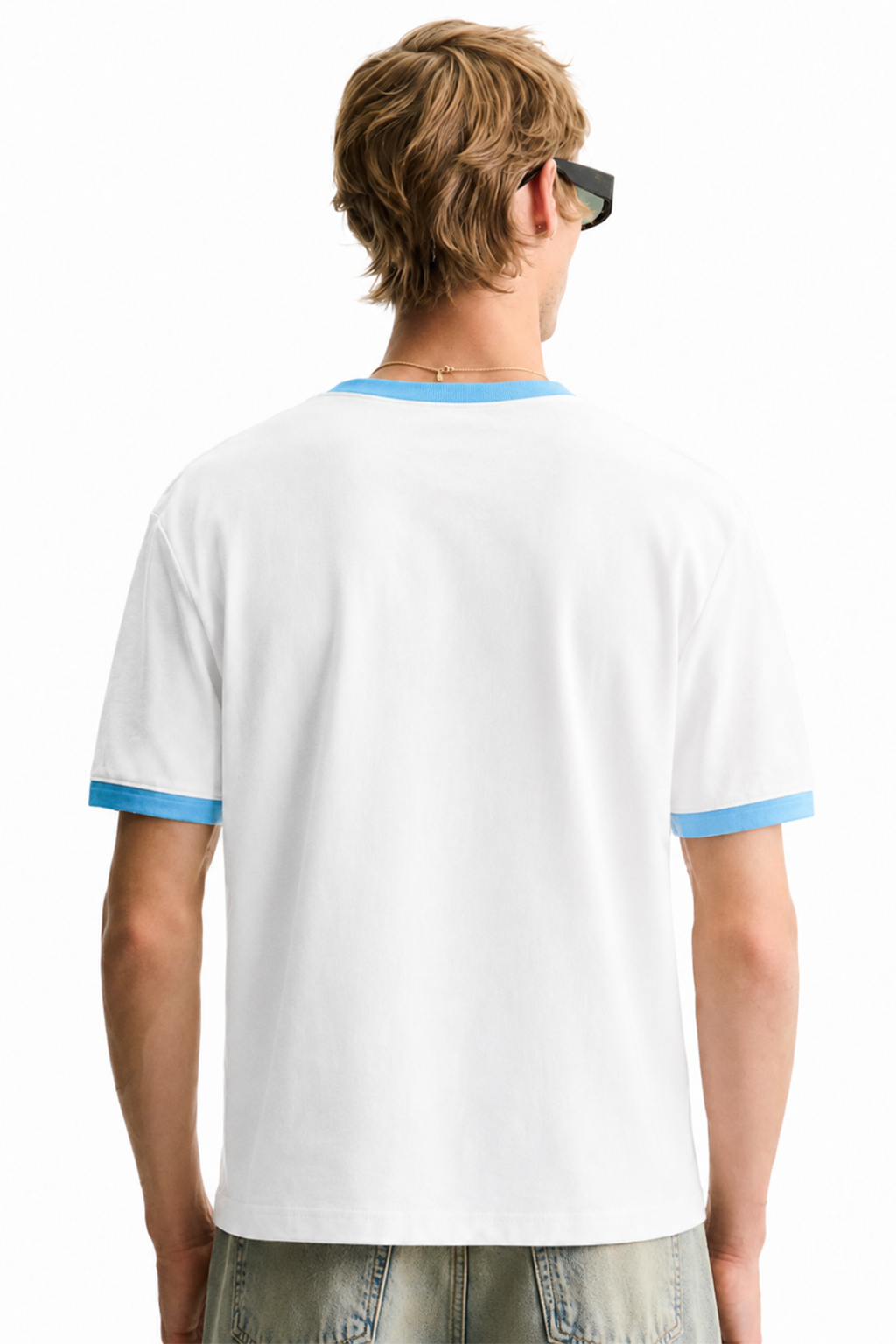 White & Sky Blue Ringer tee