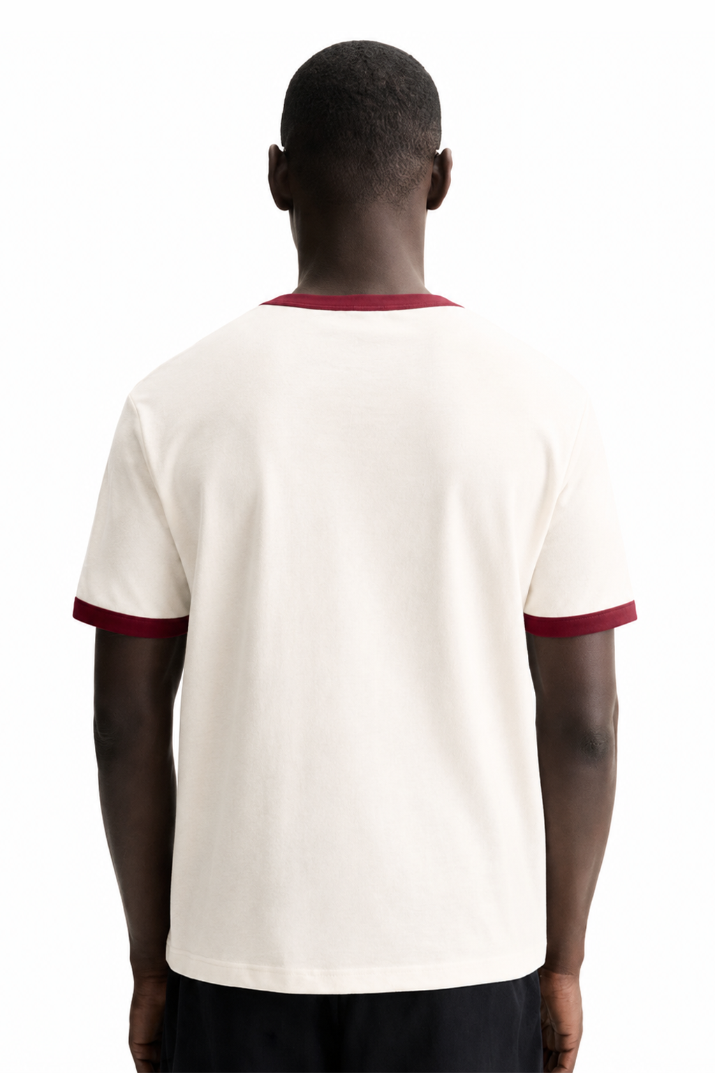 Off White & Maroon Ringer tee