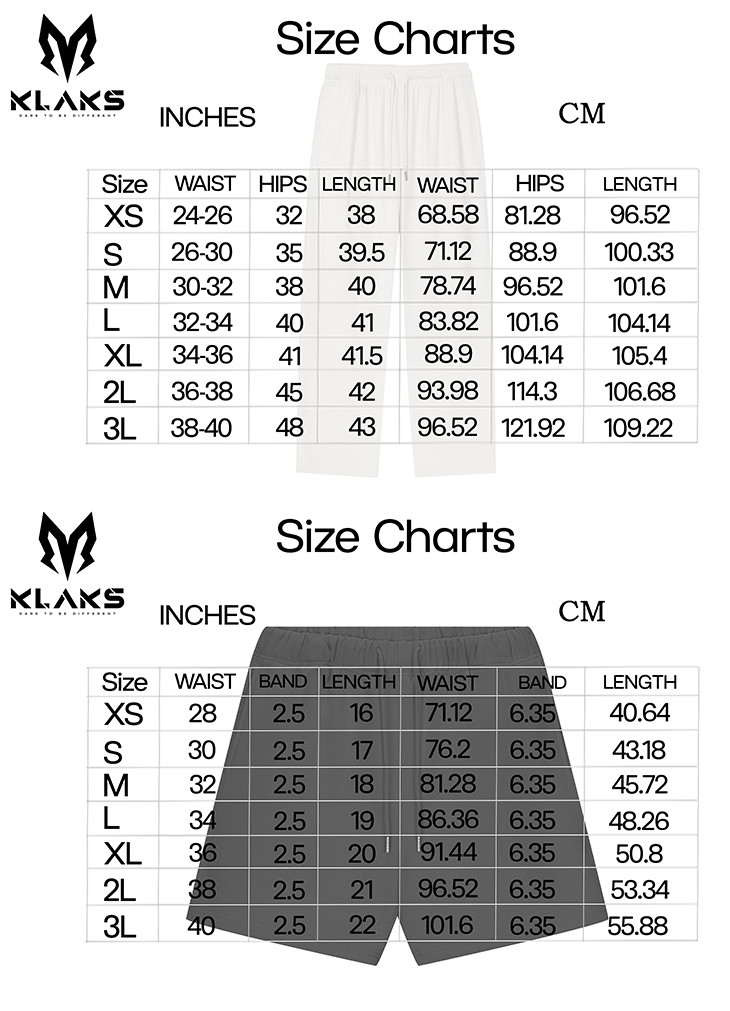 Size Chart for BOTTOMS